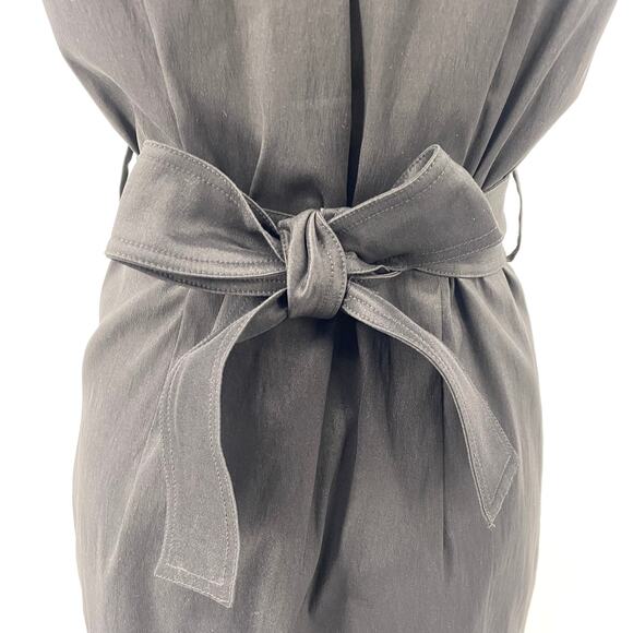 Samuel Dong Mini Dress Front Zipper Moldable Ruffled Belted Taffeta Black Small - Picture 3 of 11